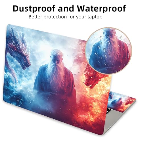 Aesthetic Laptop Skin Cover,12-15.6 Inch Universal Vinyl Sticker Decal,Waterproof Scratch-Resistant Notebook Wrap,Removable Residue-Free Protector,Dragon Wizard Fire - color: Dragon Wizard Fire