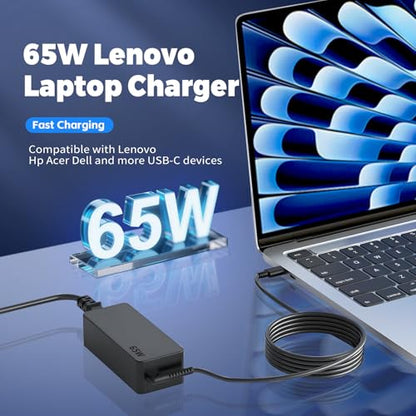 65W USB-C Laptop Charger Compatible with Lenovo Thinkpad T470 T470S T460 E531 E570 E560 L470 L460 L440Yoga/Chromebook C330 S330 100e 300e AC Adapter Power Cord