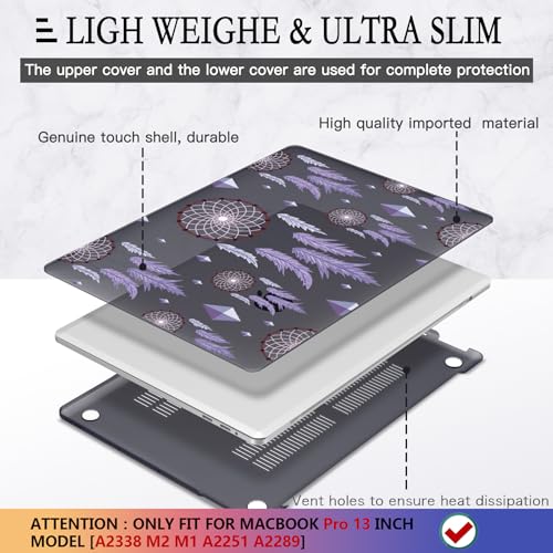 CISSOOK Compatible with MacBook Pro 13 inch 2025-2016 Release M2 M1 Chip A2338 A2251 A2289 A2159 A1989 A1706, Plastic Hard Shell Cover for MacBook Pro 13 with Touch Bar, Dream Catcher - color: Pro13inch-Dream Catcher