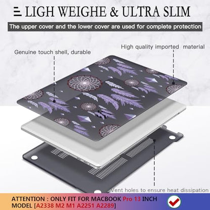 CISSOOK Compatible with MacBook Pro 13 inch 2025-2016 Release M2 M1 Chip | 5in1 Set Plastic Hard Shell Cover for MacBook Pro 13 with Touch Bar A2338 A2251 A2289 A2159 A1989 A1706, Dream Catcher - color: Pro13inch-Dream Catcher