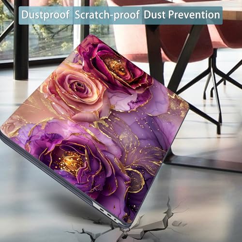 Mektron Case for MacBook Pro 16 Inch A2141 Cover 2019 Release 16" with Liquid Retina Display/Touch ID, Plastic Hard Shell with Keyboard Skin & Screen Protector & Dust Plug, Marble Flowers - color: Marble Flowers