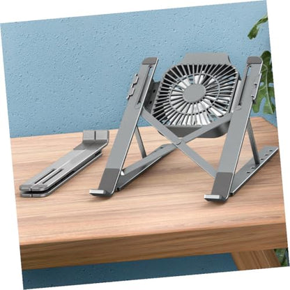 Adjustable Aluminum Alloy Laptop Cooling Stand with Built-in Fan Portable Notebook Holder for Desk Use Height-Riser Laptop Shelf Compatible with Pcs