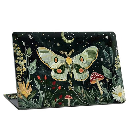 Universal Laptop Skin Sticker with 2 Wrist Pad Skins, Waterproof Scratch Resistant Vinyl Laptop Cover Decal, Cut to Fit for 11–15.6 Inch MacBook HP Dell Lenovo, Moth Butterfly Moon - color: Moth Butterfly Moon