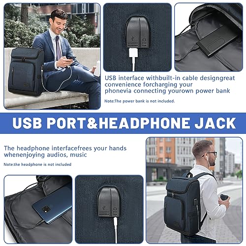 YALUNDISI Laptop Backpacks Travel Backpack Carry On Backpack Casual Daypack with USB Charging Port for Men Women Blue - color: Blue