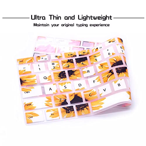 HRH English Silicone Keyboard Cover Skin for Microsoft Surface Pro | With Surface Pro 4, Pro 5 2017, Pro 6 2018, Pro 7 2019,12.3-inch Surface Pro 6,Dustproof,Soft-Touch,Ultra Thin,Sun Flower - color: Sun flower