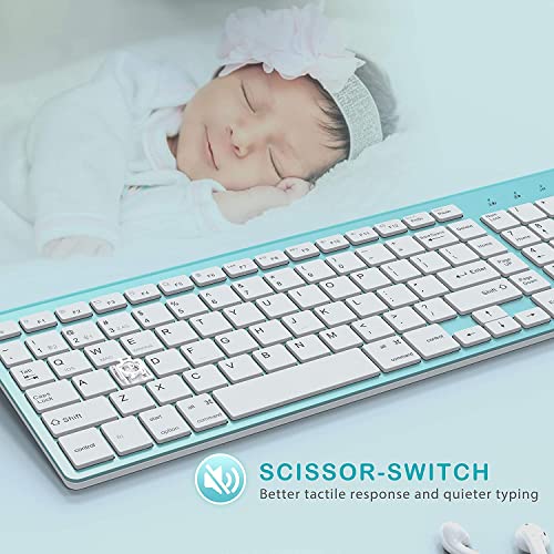 JOYACCESS Wireless Bluetooth Keyboard for Mac,Ergonomic Multi-Device Keyboard with Number Pad, Compatible with MacBook Pro/Air, iMac,iPhone,iPad, iOS, Android, Windows, Turquoise - color: Turquoise