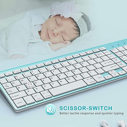 JOYACCESS Wireless Bluetooth Keyboard for Mac,Ergonomic Multi-Device Keyboard with Number Pad, Compatible with MacBook Pro/Air, iMac,iPhone,iPad, iOS, Android, Windows, Turquoise - color: Turquoise