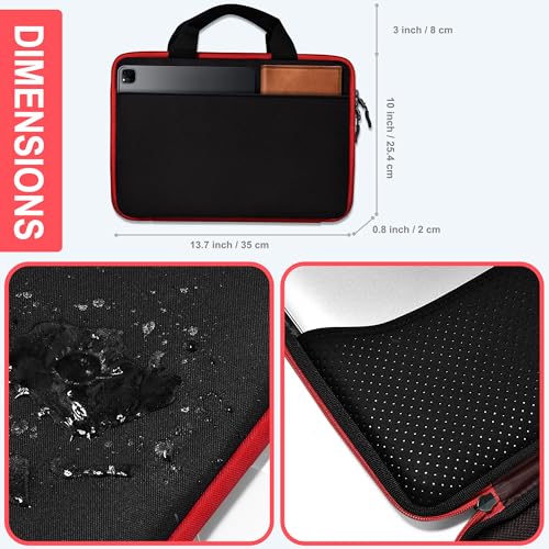 Hseok Laptop Case 13.3-14 Inch Sleeve,TSA Shockproof Computer Handbag,Compatible with MacBook Neo/Pro 14 M5/M4/M3/M2/M1,All Models 13.3" MacBook Air/Pro,XPS 13/14,Most 13-14 Notebooks,Red Edge - color: Red Edge