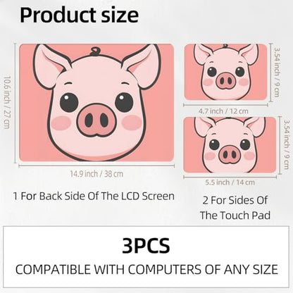 Minimalist Pink Pig Face Universal Laptop Skin Sticker 3PCS, Protective Decal Trim-to-Fit 11.6" 13.3" 14" 15.6" Laptop Vinyl Cover, Removable Anti-Scratch Computer Decal Protector - color: Minimalist Pink Pig Face