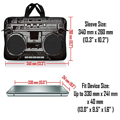 LSS 10 10.2 inch Laptop Sleeve Bag Compatible with Acer, Asus, Dell, HP, Sony, and More | Carrying Case Pouch w/Handle, Cassette Player Design - color: Cassette Player Design, size: 8 in -10.2 in