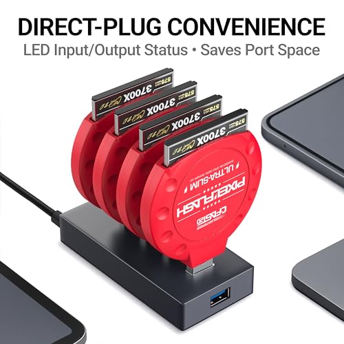 CFast 2.0 Card Reader (Red) - Memory Card Adapter with USB 3.0, 500Mb/s File Transfer, Ultra-Slim & Anti-Slip Rubber Shell, Compatible with Most Brands & OS - color: Red, style: CFast Classic