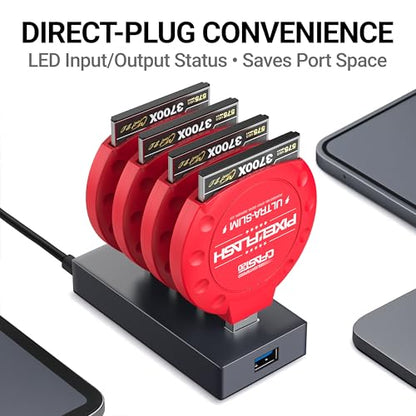 CFast 2.0 Card Reader (Red) - Memory Card Adapter with USB 3.0, 500Mb/s File Transfer, Ultra-Slim & Anti-Slip Rubber Shell, Compatible with Most Brands & OS - color: Red, style: CFast Classic