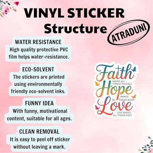 (3Pcs) Faith Hope Love Stickers Christian Inspirational Bible Verse Quote Religious Scripture Prayer Gifts Waterproof Vinyl Decal for Kindle Water Bottle Bumper Car Hard Hat Phone Laptop Size 3"x2" - color: Faith Hope Love