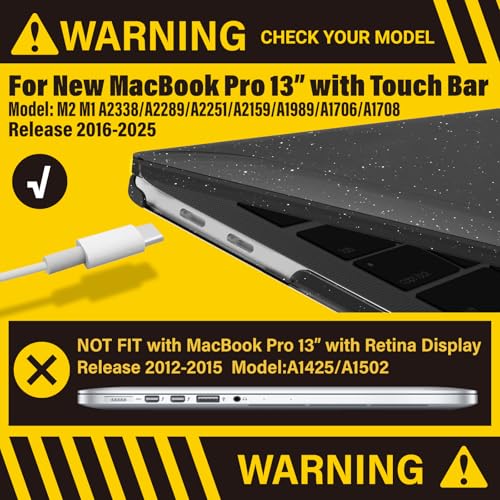 IBENZER Compatible with MacBook Pro 13 Inch Case M2 M1 2026 2025 2024 2023 2022 A2338 A2289 A2251 A2159 A1989 A1706 A1708, Hard Shell Case & Keyboard Cover for Mac Pro 13, Star Black,T13S-BK+1 - color: Star Black