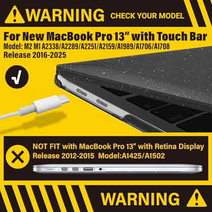 IBENZER Compatible with MacBook Pro 13 Inch Case M2 M1 2026 2025 2024 2023 2022 A2338 A2289 A2251 A2159 A1989 A1706 A1708, Hard Shell Case & Keyboard Cover for Mac Pro 13, Star Black,T13S-BK+1 - color: Star Black