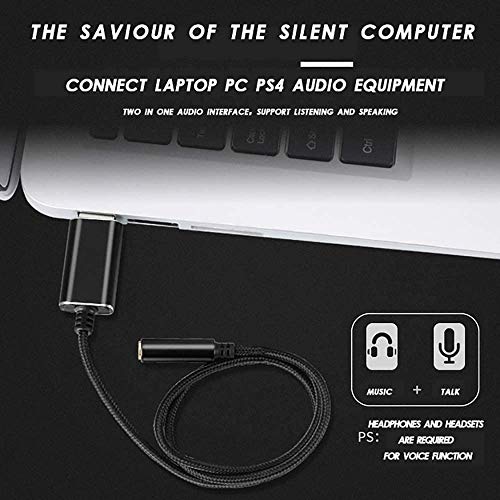 USB to 3.5mm Jack Audio Adapter with 3.5mm Headphone and Microphone Jack for, for, for, for PC/Laptops, Black, 500043134