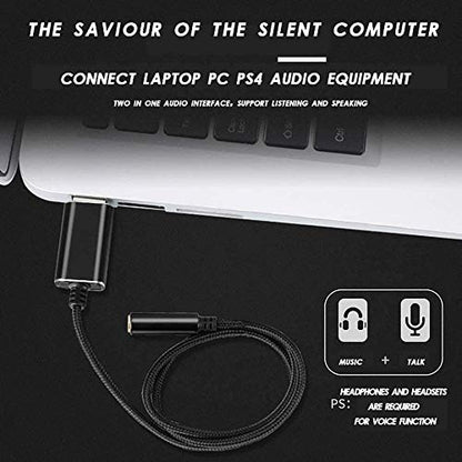 USB to 3.5mm Jack Audio Adapter with 3.5mm Headphone and Microphone Jack for, for, for, for PC/Laptops, Black, 500043134
