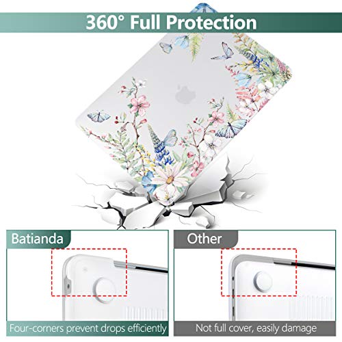 Batianda LumiArt Case for MacBook Air 13 inch 2018-2020, Elegant Flowers | Fits Model A2337 M1/A2179/A1932, 4-in-1 Bundle with Butterfly Floral Design, Slim Hard Shell for Women and Garden Lovers - color: Elegant Flowers