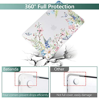 Batianda LumiArt Case for MacBook Air 13 inch 2018-2020, Elegant Flowers | Fits Model A2337 M1/A2179/A1932, 4-in-1 Bundle with Butterfly Floral Design, Slim Hard Shell for Women and Garden Lovers - color: Elegant Flowers