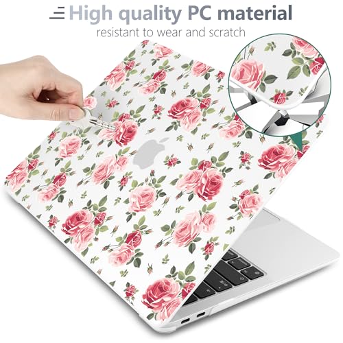 Batianda LumiArt Case for MacBook Air 13 inch 2018-2020, Pink Roses | Fits Model A2337 M1/A2179/A1932, with Elegant Botanical Design, Slim Hard Shell For Designers, Women and Girls Floral Lovers - color: Roses