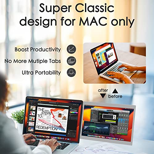 12'' Portable Monitor for Laptop Screen Extender for 13.6'' MacBook, Designed for MacBook Screen Extender FHD 1080P IPS Display Plug and Play P1M