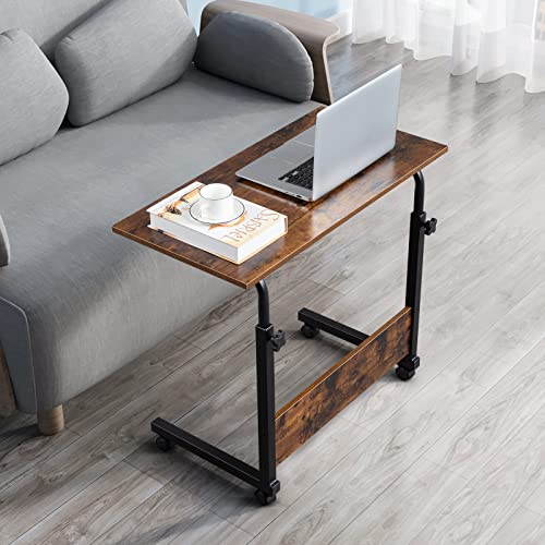 Adjustable Height Mobile Computer Desk, Rolling Laptop Stand Cart, Portable Standing Desk, Overbed Bedside Table - color: B
