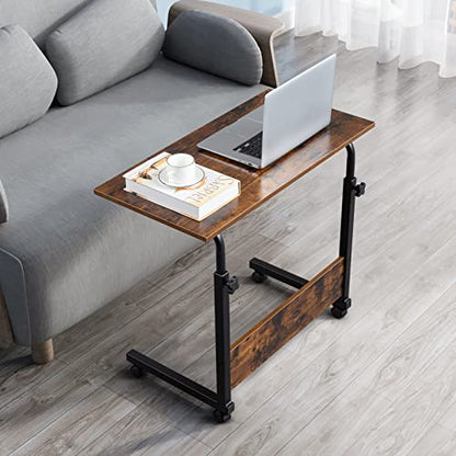 Adjustable Height Mobile Computer Desk, Rolling Laptop Stand Cart, Portable Standing Desk, Overbed Bedside Table - color: B