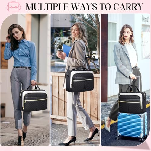 IGOLUMON Laptop Bag 15.6 Inch Laptop Briefcase for Women Men Waterproof Shoulder Computer Messenger Bag Large Laptop Bag Business Office Work Travel College, Black and White - color: Black and White