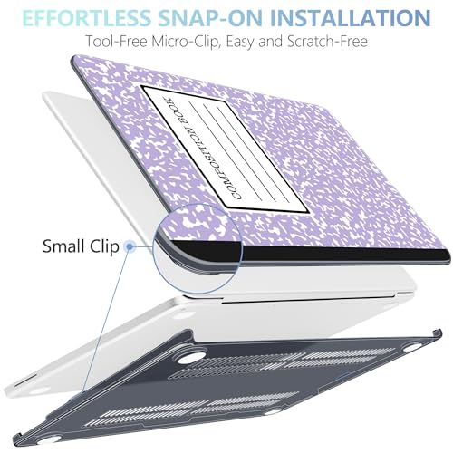 MEEgoodo Printed Case for New MacBook Neo 13 inch 2026 Release(Fit Model A3404), Laptop Hard Shell Cases with Keyboard Skin & Screen Protector & Webcam Covers, Composition Book Purple - color: Composition Book Purple