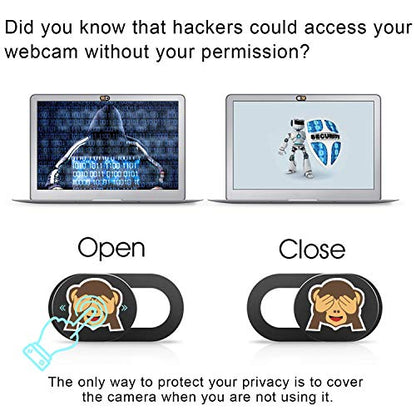 SIREG Webcam Cover Slide Ultra Thin - Cute Monkey Web Camera Cover fits Laptop,Tablet, Computer, Smartphone,Protect Your Privacy and Security,Strong Adhesive