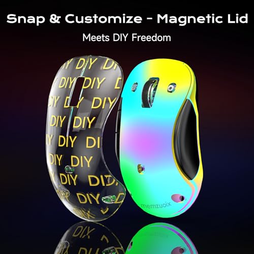 memzuoix 2.4G Aesthetic Wireless Mouse - Customizable Covers & LED Mood Lighting - Rechargeable Ergonomic Design, 5 Buttons, 1200 DPI for Office, Laptop, Mac - White - color: White