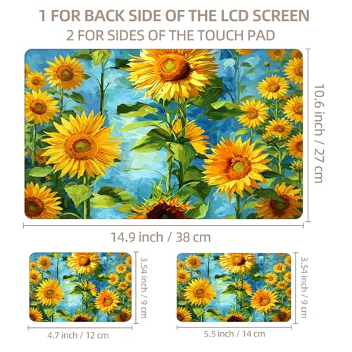 Universal Laptop Skin Sticker for 12/13/14/15.6 Inch Laptops, Reusable Vinyl Laptop Decal Cover, Waterproof Scratch Resistant Notebook Skin with 2 Wrist Pads,Sunflower Oil Painting - color: Sunflower Oil Painting