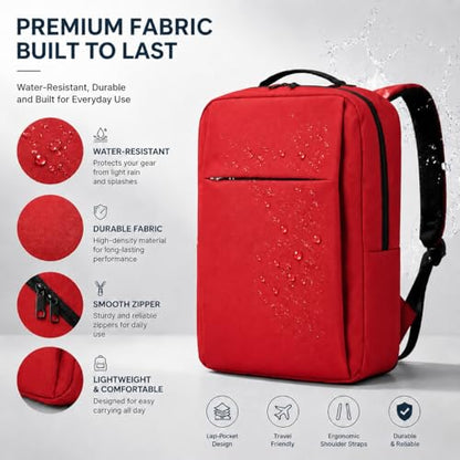 Laptop Backpack for Women & Men, 15.6" Laptop and Tablet Bag with Computer Compartment – Lightweight, Durable Travel & Work Backpacks, Red - color: Backpack 01 Red
