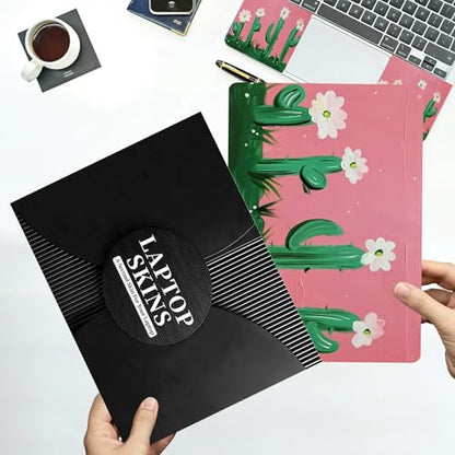 Universal Laptop Skin Sticker with 2 Wrist Pad Decals, 3-Piece Removable Vinyl Laptop Cover, Cactus Flower Waterproof Anti-Scratch, Easy-Trim Fit for 13.3" 14" 15.6" Laptops - color: Cactus Flower