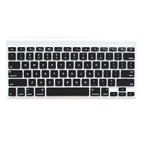 ProElife Ultra Thin Silicone Keyboard Protector Cover Skin for Apple Wireless Keyboard with Bluetooth MC184LL/B (Model A1314, U.S Layout) (Not Fits Magic Keyboard) (Black) - color: Black