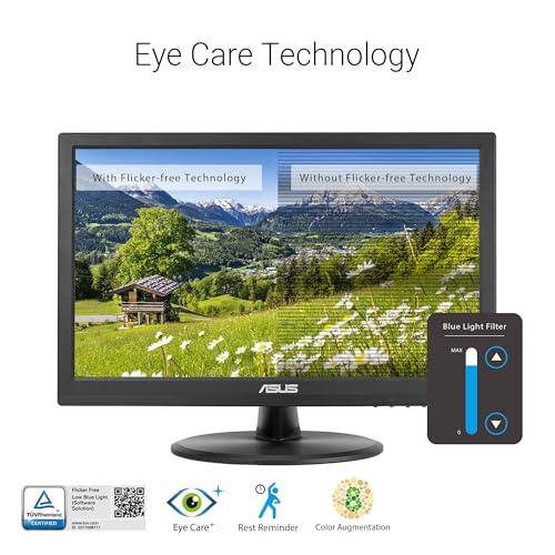 ASUS 15.6” 1080P Touch Monitor (VT169HE) - Full HD, 10-Point Touchscreen, IPS, Wide Viewing Angle, Frameless, Eye Care, Flicker Free, Low Blue Light, HDMI, Windows 11 Compliance, VESA Mountable - style: 16" IPS Touch