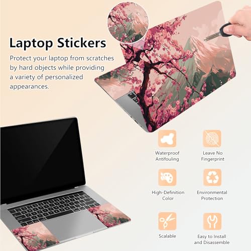 Laptop Skin Sticker Decal 15.6 Inch,12 13 13.3 14 15 15.6 in Laptop Netbook Skins for Notebook,Art Decal Removable Waterproof Scratch Resistant,Universal Vinyl Cover,Japanese Cherry Blossom - color: Japanese Cherry Blossom