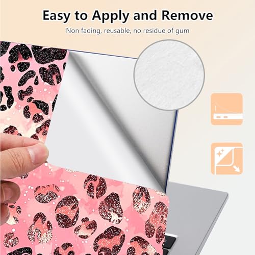 Laptop Skin Sticker Decal 15.6 Inch,12 13 13.3 14 15 15.6 in Laptop Netbook Skins for Notebook,Art Decal Removable Waterproof Scratch Resistant,Universal Vinyl Cover,Pink Leopard Print - color: Pink Leopard Print
