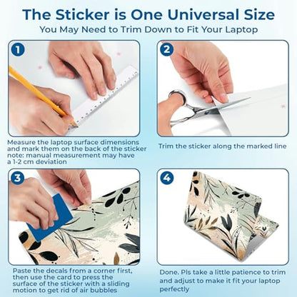Reusable Universal Laptop Skin Sticker, Cut to Fit for 11.6–15.6 Inch Laptops, Waterproof Protective Film, No-Residue - Botanical Leaves - color: Botanical Leaves