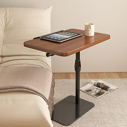 Overbed Table Tray Artificial Board Bedside Table, Office Sofa Side Table, Laptop Table, can Lift and Flip with Antis Fall Strips, Used for Home, Hospitals(Black) - color: Black