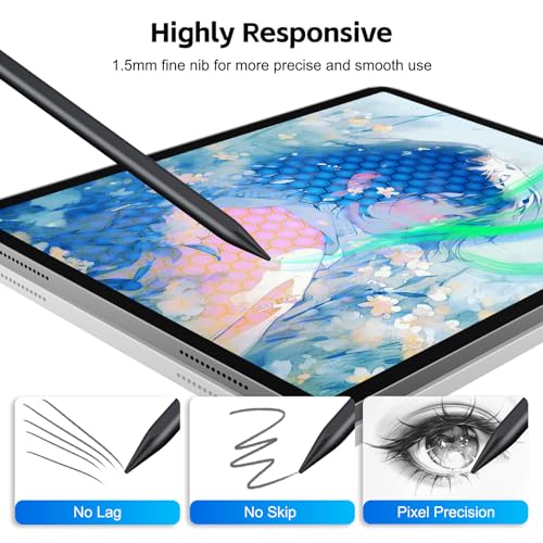 Stylus Pen for iPad 2026-2018 with 13mins Fast Charge,Tilt Sensitivity Palm Rejection Pencil for 11th (A16)/10/9/8/7/6 Gen, iPad Pro 11"/12.9"/M4/M5, iPad Air 3/4/5/M2/M3/M4, Mini 7/6/5 - color: black