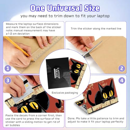 Universal Laptop Skin Sticker Decal, Compatible with MacBook HP Dell Lenovo 12"-15.6", Reusable Vinyl Notebook Cover 3PCS Set, High-Recognition Film-Cartoon cat Red wall - color: Cartoon cat Red wall