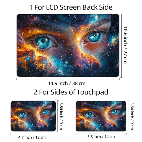 Universal Laptop Skin Sticker Decal, 12"-15.6" Aesthetic Vinyl Wrap, Cosmic Eyes Galaxy Waterproof Notebook Cover Art Protector for MacBook HP Dell Lenovo, Fits 13" 14" 15" 15.6" - color: Cosmic Eyes Galaxy