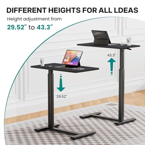OLIXIS Overbed Bedside Table, Adjustable Hospital & Home Use Bed Table with Wheels, Rolling Laptop Tables, Mobile Standing Desk, Sturdy & Space Saving Design, Ink - color: Ink