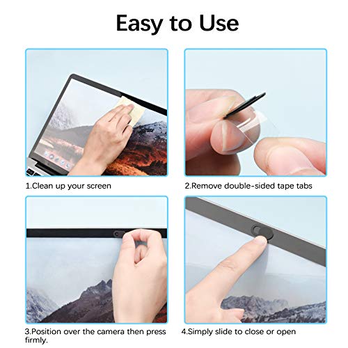 Webcam Cover, Webcam Cover Slide Compatible for Laptop, Desktop, PC, MacBook Pro, iMac, Mac mini, iPad Pro, Smartphone,Protect Your Privacy and Security,Strong Adhesive (Black)