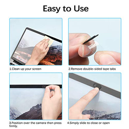 Webcam Cover, Webcam Cover Slide Compatible for Laptop, Desktop, PC, MacBook Pro, iMac, Mac mini, iPad Pro, Smartphone,Protect Your Privacy and Security,Strong Adhesive (Black)