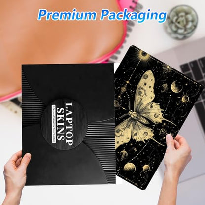 Universal Laptop Skin Sticker Decal with 2 Wrist Pad Skins, Waterproof Scratch Vinyl Cover for 11–15.6 Inch MacBook, HP, Dell, Lenovo, Cutable & Reusable,Mystic Celestial Butterfly - color: Mystic Celestial Butterfly