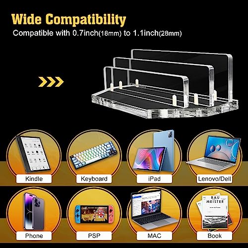 UCINNOVATE Vertical Laptop Stand, Acrylic Laptop Holder Desk with Adjustable Dock, Dual Desktop Notebook Stand Fits All MacBook/Surface/Gaming Laptop/iPad/Pro/Chromebook/HP/Dell/Computer/Keyboard