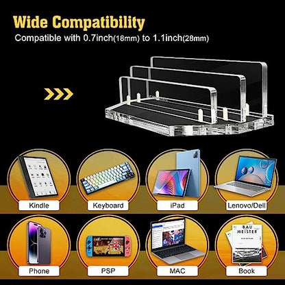 UCINNOVATE Vertical Laptop Stand, Acrylic Laptop Holder Desk with Adjustable Dock, Dual Desktop Notebook Stand Fits All MacBook/Surface/Gaming Laptop/iPad/Pro/Chromebook/HP/Dell/Computer/Keyboard