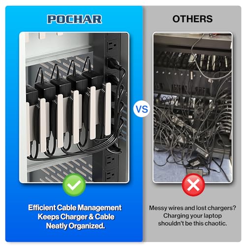 POCHAR Fully Assembled 18-Device Mobile Charging Cart for Chromebooks, Gray | Locking Laptop Cabinet with Cable Management, Cord Organization, Power Strip, Stores Tablets up to 14'' Screens